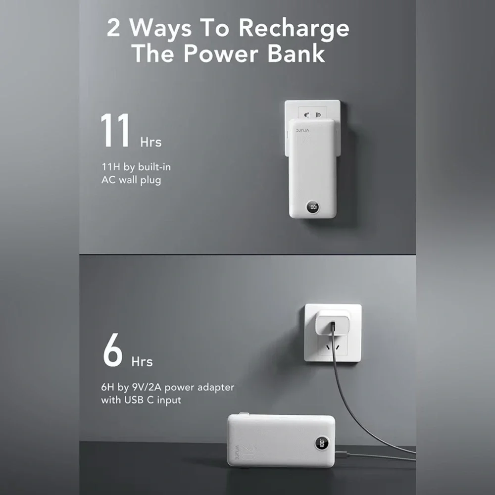 White Portable Power Bank with Built-in Cables The Box Is Damage
